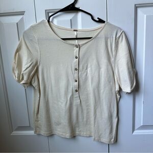 Free People Women's Cream Button-Front Crop Top